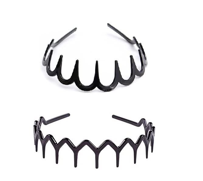 El Regalo 2 Pcs Unisex Plastic Sharks Tooth Hair Band Headband Toothed Hairband For Girls, Boys, Unisex,Black