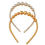 El Regalo 2 PCs Pearls Bridal Headband Set | Fancy Metallic Golden & Silver Beads Pearls Hairbands for Girls/Teens & Women Girls - Bridal Party Hair Accessories