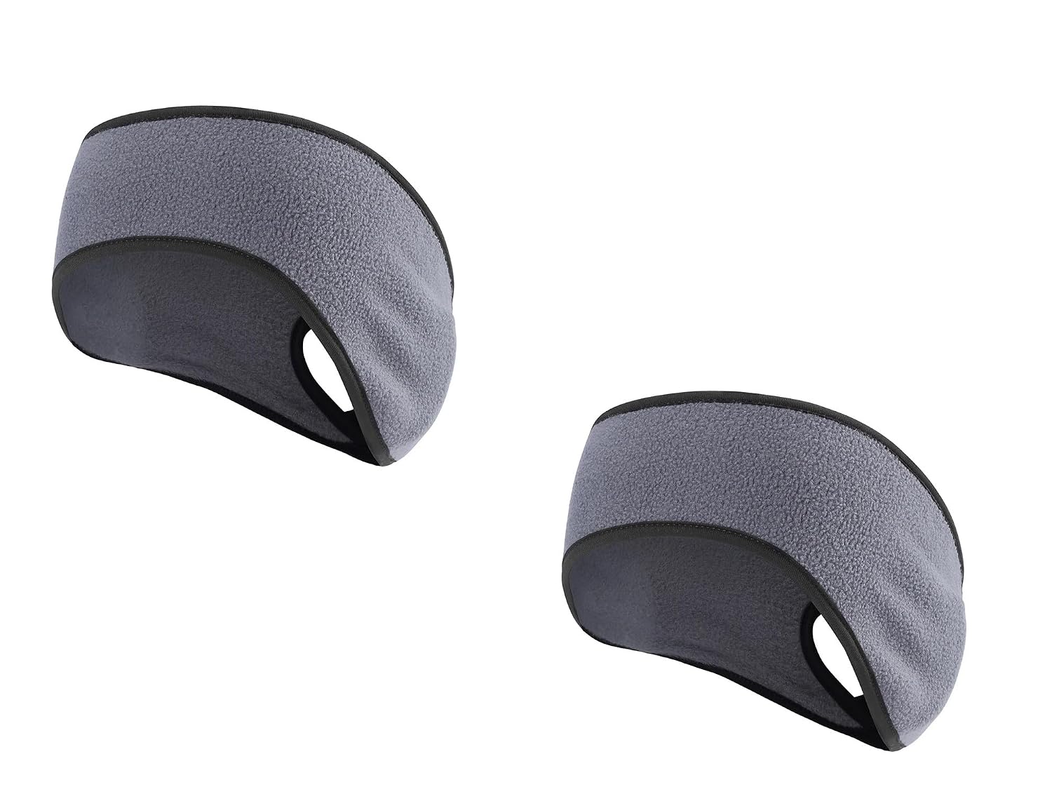 El Regalo 2 PCs Winter Fleece Ponytail Headbands- Ear Warmer/Earmuff Headbands with Ponytail for Men, Women, Girls, Boys Fleece Ear Warmers Headband for Cold Weather Ski Yoga (Grey & Grey)