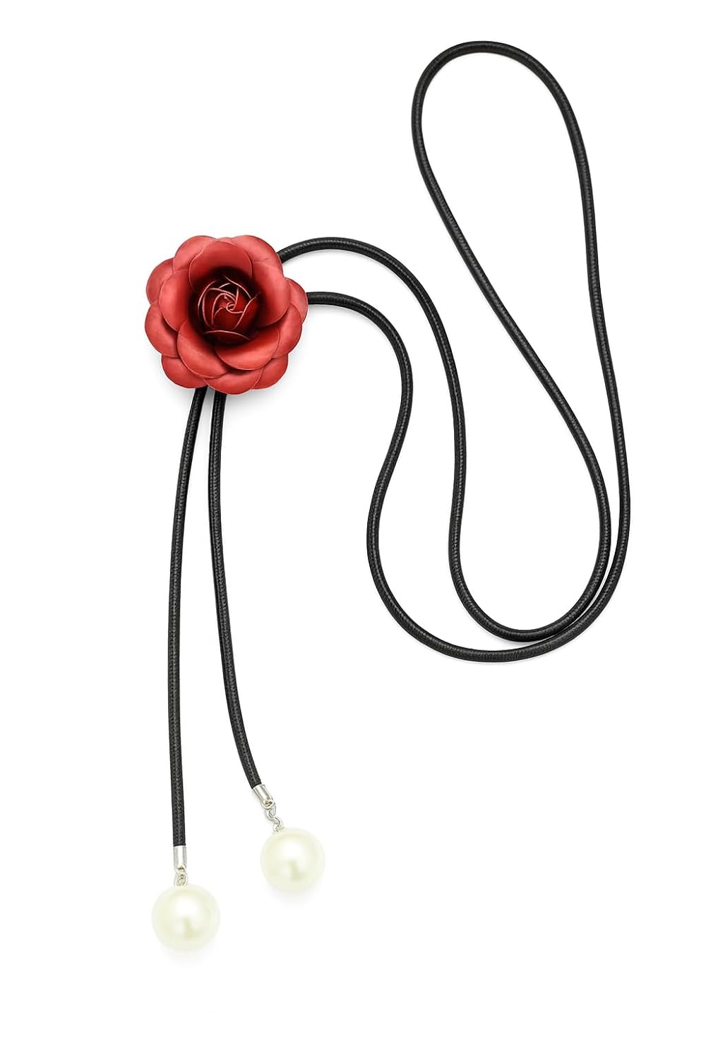El Regalo 3 in 1 Adjustable Camellia Flower Choker Necklace cum Waist Body Chain for Girls & Women | Multi-Use Fashion Jewelry for Weddings, Parties & Holidays (Red)