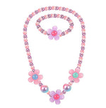 El Regalo Girls Jewelry Sets: Beaded Necklace & Bracelet Sets, Princess Necklace Bracelet combo for Girls, Beaded Jewelry for Kids Girls (Multi Flowers Jewelry Set)