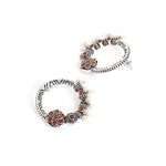 El Regalo Silver Lookalike Brass Oxidized Big Stud Pearls Earrings for Girls & Women- Handcrafted Ethnic Tribal Boho Traditional Earrings in Antique Silver Finish