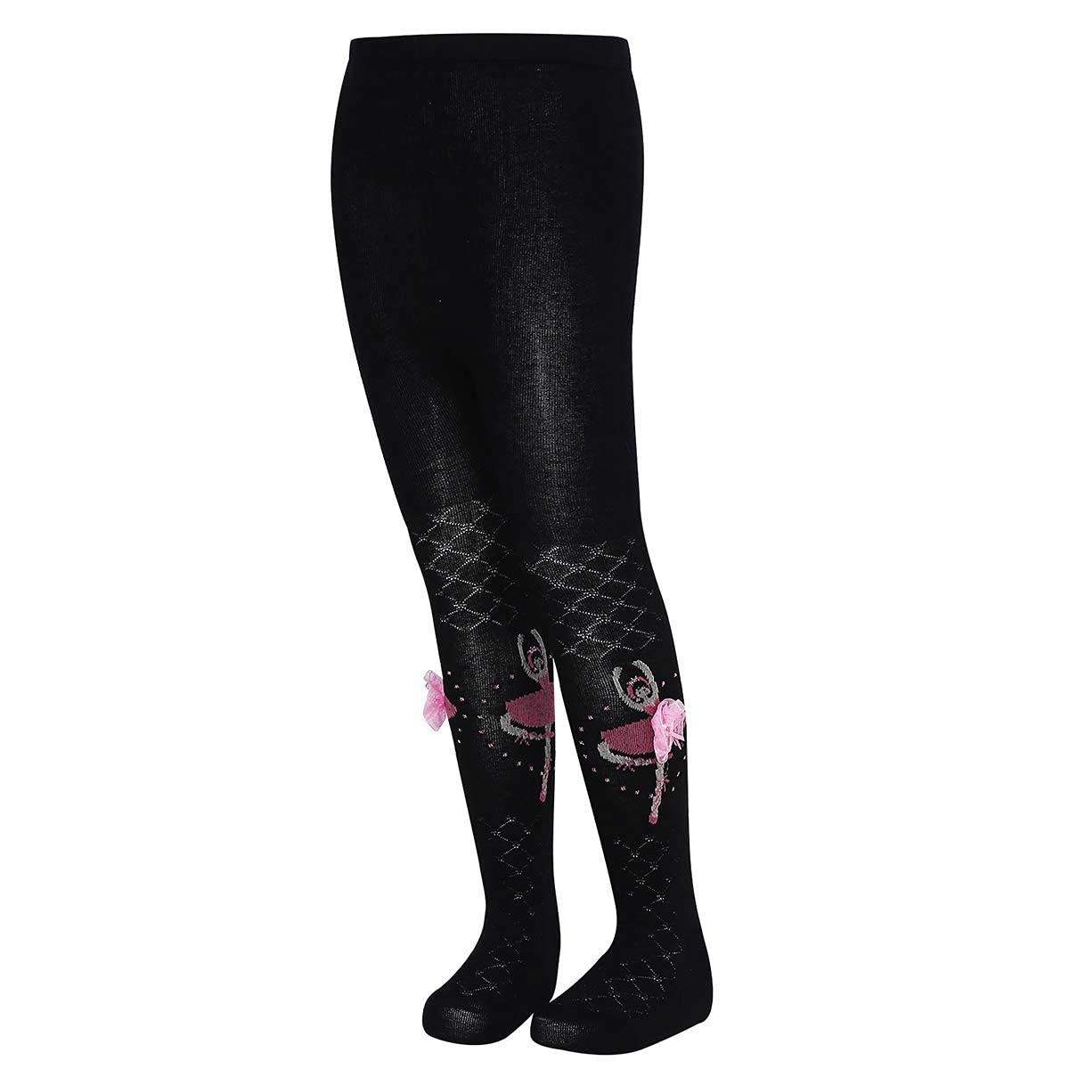 El Regalo Kids Girls Baby Ballet Dance Princess Tights Stockings Pantyhose | 1 pair | Princess Cotton Legging Stocking Pants Socks (Black Medium (4-6 Years))
