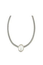 El Regalo Elegant Stainless Steel Pearl Choker Necklace for Girls/Women - Waterproof Classic Contemporary Chain with Center Statement Bead - Anti-Tarnish Modern Jewelry