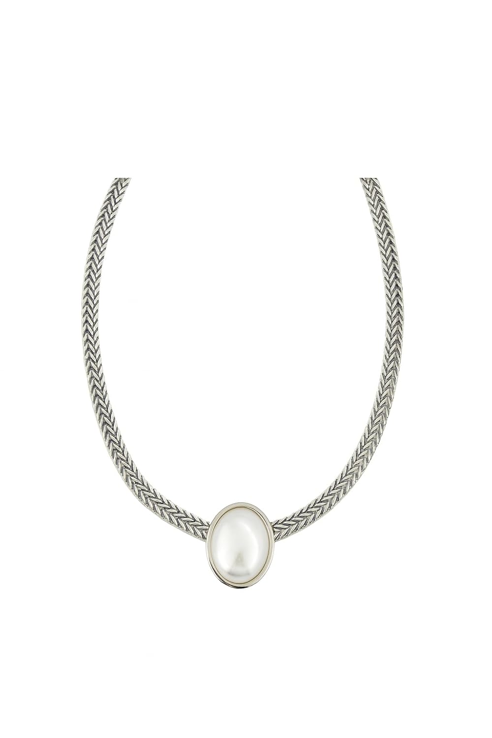 El Regalo Elegant Stainless Steel Pearl Choker Necklace for Girls/Women - Waterproof Classic Contemporary Chain with Center Statement Bead - Anti-Tarnish Modern Jewelry