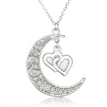 El Regalo Gift for Her- Glow In The Dark Heart Moon Pendant Necklace | 925 Silver Plated Pendant Necklace