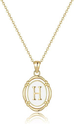 El Regalo Unisex Vintage Style Waterproof Name Initial Letters Pendant Necklaces - Stainless Steel Golden Initials Jewelry - Hypoallergenic Letters Pendant Chain (Letter H)