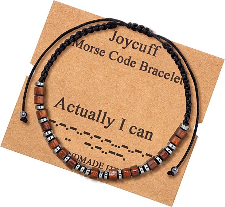 El Regalo Handmade Morse Code Unisex Bracelets- Inspirational Morse Code Adjustable Bracelets for Girls Boys Men Women (Actually I Can)