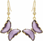 El Regalo Butterfly Drop Earrings for Women | Gold Plated Crystal Butterfly Dangle Earrings | Earrings for Girls | Cute Fashion Earrings (Purple)