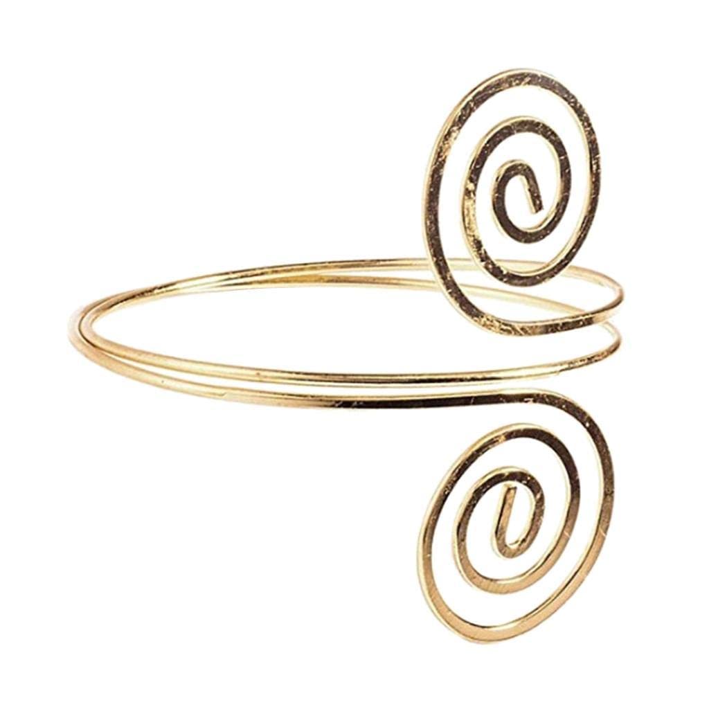 El Regalo Fashion Armlet- Minimalist Spiral Coil Upper Arm Cuff Open Arm Bracelet Armlet Armband Bangle for Women & Girls (Golden Color)