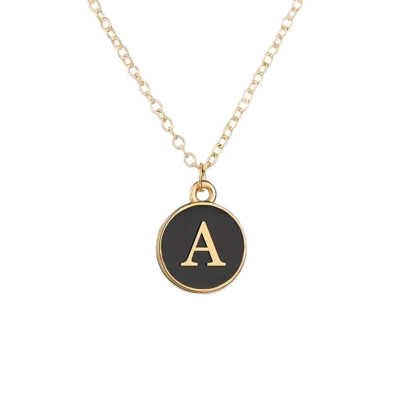 El Regalo Name Initials Personalized Unisex Pendant Necklace - Enameled Letter Small Pendant With Stainless Steel Chain (A Letter)