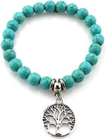 El Regalo Beaded Rope Unisex Bracelet for Girls/Boys/Men/Women Bohemian Jewelry Gift- Turquoise Green Beaded Bracelet Jewlery (Tree of life)