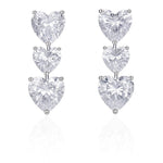 El Regalo Triple Heart CZ Dangle Earrings for Women | Romantic 3-Tier Heart Drop Earrings | Sparkling Cubic Zirconia Crystal Earrings | Valentine's Day, Anniversary & Gift Jewelry