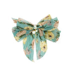 El Regalo Big Bow Floral Hair Clip- Long Ribbon Streamer Super Fairy Fashion Hair Accessories Head Hairpin Headdress Hair accessories for Girls/Women (Greenish Shade)