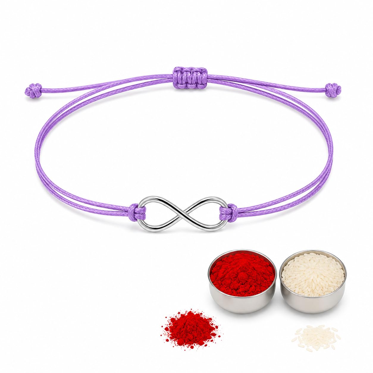 El Regalo 1PC Minimalist Infinity Rakhi for Brother- Simple Infinity Rakhi with Roli Chawal, Rakhi Message Card in Rakhi Gift box for Brother (Purple)