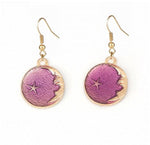 El Regalo Starry Crescent Moon & Star Planet Celestial Earrings for Girls & Women- Crescent Moon Enamel Earrings (Purple Moon)