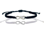 El Regalo Unisex 2 Pcs Adjustable Infinity Couple Braided Handcrafted Bracelet/Friendship- Couple Valentines Day Jewelry (1 Black & 1 White)