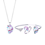 El Regalo 3 PCs Cute Enamel Pony/Unicorn Pendant Necklaces, Bracelet & Ring Set for Kids/Girls/Teens | Unicorn Jewelry for Unicorn Theme Party- Gift for Girls
