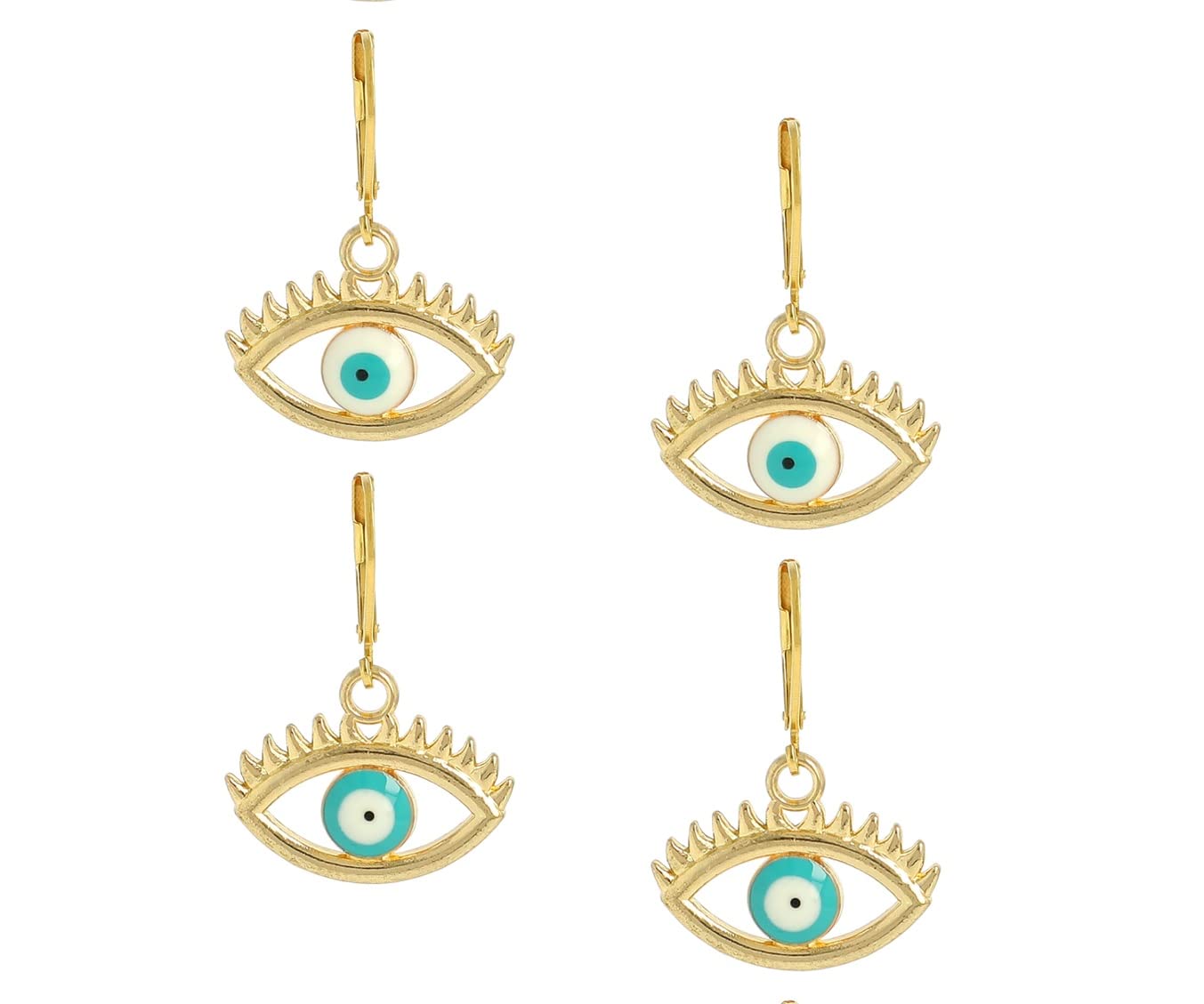 El Regalo 2 Pairs Fashion Evil Eye Enameled Golden Earrings for Girls & Women - Dainty Evil Eye Hypoallergenic Cute Earrings for Girls & Women (Option- 2)