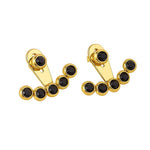 El Regalo 1Pair Stainless Steel Crystal Stud Front Back 2 Ways Ear Jackets for Women & Girls - Elegant Dual Style Earrings with Multicolor CZ Stones (5 Color Options) (Black)