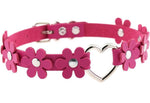 El Regalo Heart Flower Choker Necklace for Girls/Women- Gothic PU Leather Punk Choker Heart Ring Flower Necklace (Rose Pink)