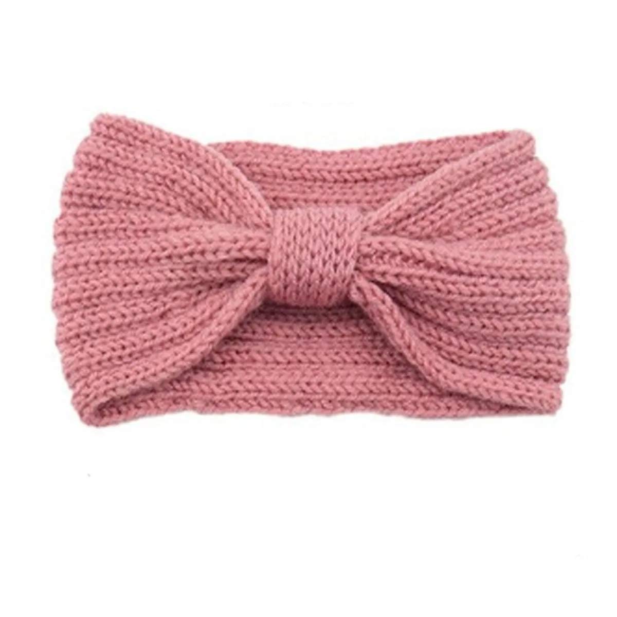 El Regalo 1 PC Knitted Winter Twist Woolen Warm Headband with Buttons for Face Mask Cover | Cold Weather Hair Accessories Head Wrap | Winter Headbands for Women & Men (Pink)