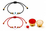 El Regalo 2PCs Evil Eye Minimalist Rakhi Combo Set for Brothers/Bhai-Bhatija with Roli Chanwal, Rakhi Message Card in Rakshabandhan Box