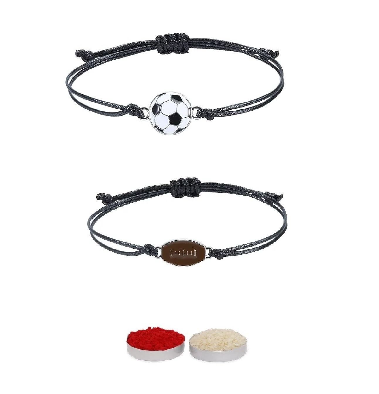 El Regalo Quirky 2PC Sports Rakhi for Kids | 2 Sport Balls Rakhis Combo Set for Brother/Niece/Nephew- Rakhi for Sports Lovers Bhai with Roli-Chawal, Message Card in Rakhi Gift Box (Option-4)