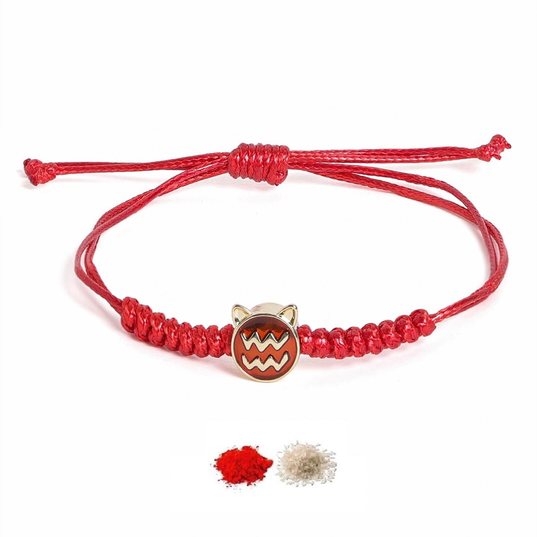 El Regalo 1 PC Zodiac Signs/Sun Signs Red Thread Bracelet Rakhi for Bhai/Brother/Niece or Nephew - Zodiac Sign Rakhi, Roli-Chawal Shagun, Rakhi Message Card in Rakhi Box (Aquarius Rakhi)