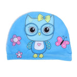 El Regalo 1PC Cute Cartoons/Animal Printed Kids/Babies Swimming Cap (1-6 Years Old) Comfortable Breathable Polyester Fabric Swimming Caps (Not Waterproof) (Blue Owl Swimming Cap)