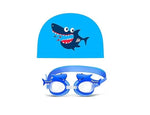 El Regalo Kids Cute Cartoon Swimming Cap & Goggle Set for Girls & Boys (for Kids Upto 10 Years Old) (Shark Swim Cap & Goggle)