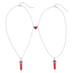 El Regalo Unisex 2Pcs/Set Crystal BFF Best Friend Magnetic Couple Matching Split Heart Pendant Necklaces for Besties/Couples - Valentines Day Gift (Red)