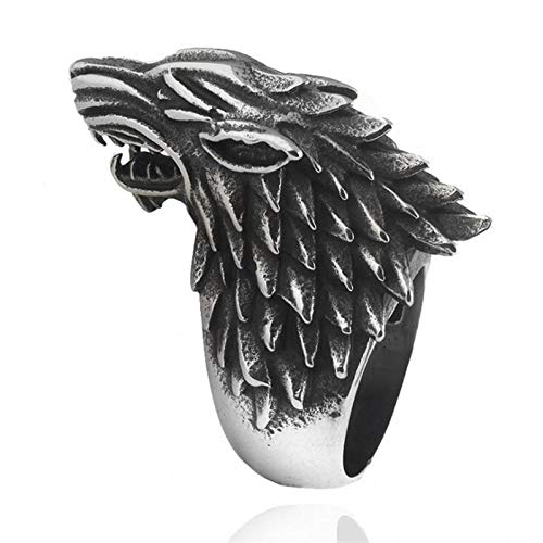 El Regalo Men's Ring | Stainless Steel Direwolf Ring | Big Wolf Finger Rings for Boys/Men (8)