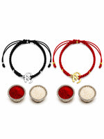 El Regalo 2PCs Auspicious OM Rakhi Set Brothers- Simple & Minimalist OM Bracelet Rakhi with Roli Chawal Shagun, Message Card in Rakhi Gift Box