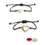 El Regalo 2PC Minimalist Matchin Hearts Bhaiya Bhabhi Rakhi Set- Bhaiya & Bhabhi Engraved Heart Rakhis with Roli-Chawal Shagun Pack, Rakhi Message Card in Rakhi Gift Box for Brother & Sister-in-law