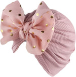 El Regalo 1PC Baby Turban Headband - Soft Nylon Bow with Golden Polka Dots - Newborn to Toddler Headwrap for Baby Girls - Stretchy & Comfortable Fit for 6 Months to 5 Years (Lavender, One Size)