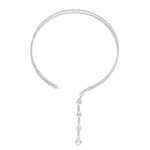 El Regalo Rhinestone Front Open Choker Necklace for Women & Girls - Double Circle Fashion Choker with Long Tassel - Luxury Adjustable AD Statement Necklace for Parties & Events