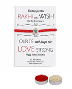 El Regalo Fancy Red Evil Eye Rakhi for Brother/Bhai- Designer Evil Eye Rakhi for Brother with Roli Chawal, Rakhi Message Card in Rakhi Gift Box (White Evil Eye)