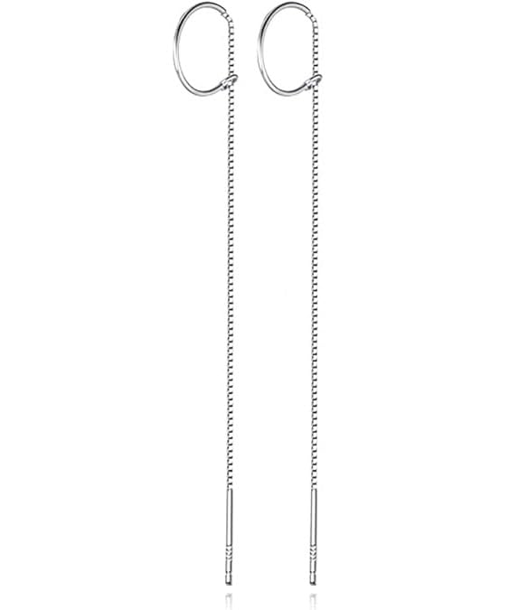 El Regalo Women's & Girl's Minimalist Threader Earrings- Unique & Elegant Sui Dhaga Threader Earrings (Silver)