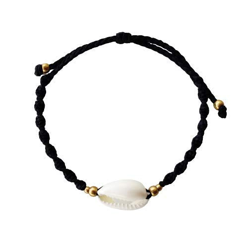 El Regalo 1 PC Bohemian Cowrie Beads Adjustable Bracelets cum Anklets for Girls & Women | Macrame Jewelry