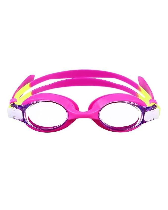El Regalo Kids Swim Goggles Clear Wide Vision Swimming Goggles Anti Fog Kids Pool Goggles Silicone Frame Children Goggles (upto 9 years old kids) (Magenta)