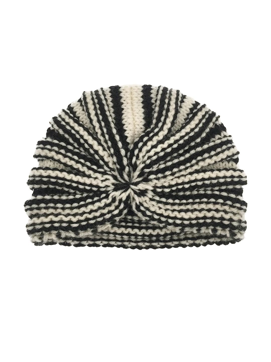 EL REGALO Unisex Kids Cream-Coloured & Black Self Design Beanie