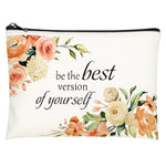 El Regalo 1 PC Canvas Cosmetic Bags Makeup Bags Travel Toiletry Pouch/ 10 x 7.5 inch Inspirational Gifts for Women Motivational Quotes Makeup Bag for Women Girls (Be The Best Version of Yourself)