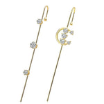 El Regalo 2PCs Glamorous Statement Ear Needle Wrap Crawler Earrings- Fashion Ear Cuff Ear Wrap Needle Earrings Jewelry For Girls & Women (Option-1)