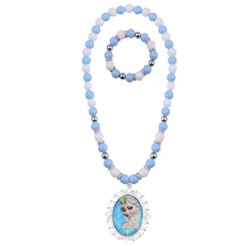 El Regalo Beautiful Princess Necklace & Bracelet Kids Jewelry Set for Girls Kids/Kids Princess Accessories (Blue)