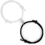 El Regalo 2 PCs Magnetic Couple Ball Bracelets Set for Best Friend- Mutual Attraction Magnet Matching Bracelets Rope Braided Bracelet Set for His Her Couples BFF Friendship Jewelry (Black & White Set)