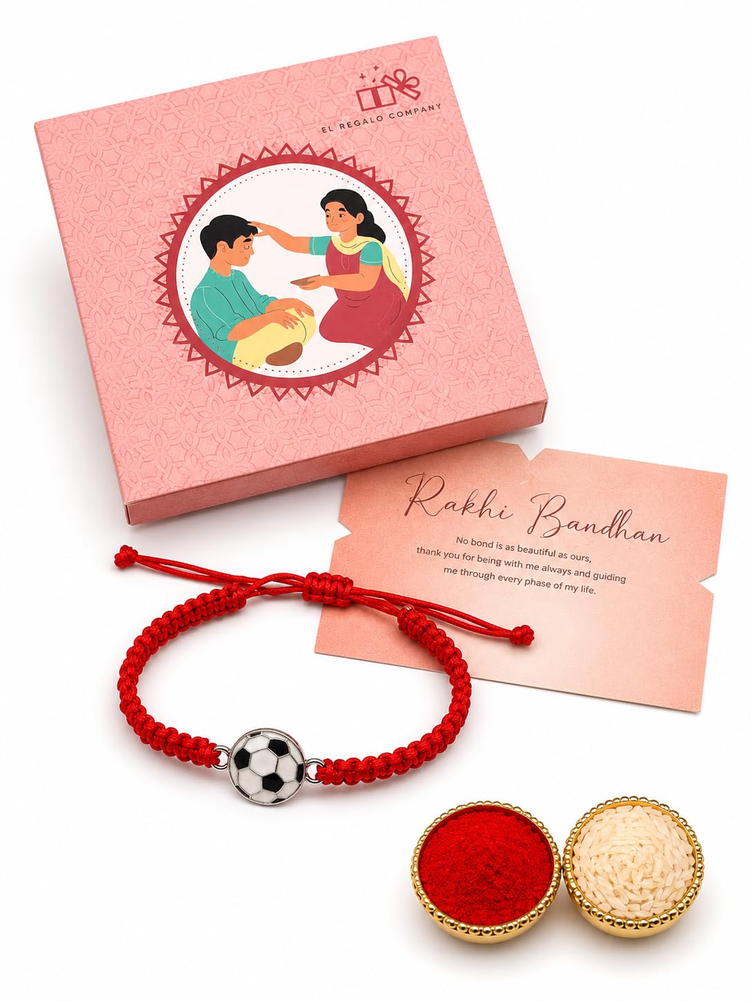 El Regalo 1PC Sports Balls Rakhi for Brother- Cute & Fancy Balls Bracelet Rakhi for Sports Lover Brother with Roli Chawal in Rakhi Gift Box (Soccer Ball)