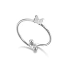 El Regalo 1PC Cute Stainless Steel Butterfly Ring- Anti Tarnish, Adjustable Butterfly Finger Rings for Girls & Women (Silver)