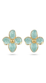 El Regalo Luxurious Oil Drip Flower Stud Earrings for Women & Girls | Stainless Steel Floral Studs | Anti-Tarnish, Skin Friendly Enamel Jewelry | Gift for Her (Floral Collection) (Teel Green - Gold)