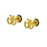 El Regalo 1 Pair Stainless Steel OM Stud Earrings for Boys/Men- Anti Tarnish, Waterproof OM Religious/Meditation Jewelry (Gold)